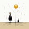 Minimalist Cartooning: Crows In The Rain With Gold Balls