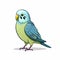 Minimalist Cartoonish Illustration Of A Cute Blue Parakeet