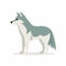 Minimalist Cartoonish Wolf Illustration In Dark Teal And Light Gray