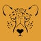 Minimalist Cheetha Icon. Drawing of Cheetah`s face portrait. Vector, Illustration Acinonyx jubatus