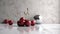 Minimalist Cherry Set On Concrete Table - Reflective Surfaces And Contemporary Ceramics