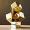 Minimalist Chic: A Sleek Geometric Sculpture in Polished Brass