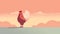 Minimalist Chicken On Bright Green Sky - 2d Game Art Concept
