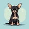Minimalist Chihuahua Dog Portrait Illustration In Light Cyan And Dark Black