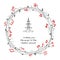 Minimalist christmas greeting card. round frame in the form of a floral wreath