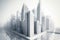 Minimalist cityscape 3D rendering showcases modern architecture in grayscale