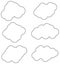minimalist clouds icon set with a unique shape and soft outline