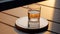 Minimalist Coasters Scene With Whiskey Glass Rendered In Cinema4d