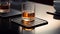 Minimalist Coasters Scene: Whisky Glass Set On Square Coaster