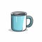 Minimalist Coffee Mug Icon In Blue Cartoon Vector Illustration