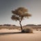 Minimalist composition of a single tree standing tall in a vast digital desert landscape2