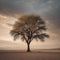 Minimalist composition of a single tree standing tall in a vast digital desert landscape4