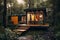 Minimalist Container House with Modern and Aesthetic Design in the Forest Surrounded by Trees