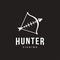 Minimalist Creative fish skeleton and bow logo, fishing hunter logo design