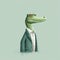Minimalist Crocodile In Business Suit: A Charming Cartoon Illustration