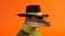 Minimalist Crocodile In Cowboy Hat: De Stijl Inspired Art