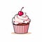 Minimalist Cupcake Illustration With Red Cherries