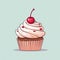Minimalist Cupcake Illustration On White Background