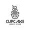 Minimalist cupcake logo style line icon symbol design vector