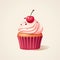 Minimalist Cupcake Vector Illustration With Cherry On Top