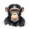 Minimalist Cute Chimpanzee Drawing on White Background for Children\\\'s Book Illustrations.