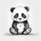 Minimalist Cute Panda Drawing on White Background for Invitations and Posters.