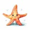Minimalist Cute Starfish Drawing on White Background for Invitations and Posters.