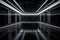 Minimalist dark room with futuristic 3D black and white neon background, AI generated