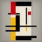 Minimalist De Stijl Art: Geometric Colored Painting With Square Lines