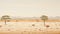 Minimalist Desert Landscape Painting Wild Africa And Samut