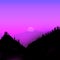 Minimalist design of twilight mountain wilderness in twilight