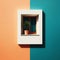 Minimalist detail of house facade with a window. Color contrast. AI generated