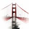 Minimalist Digital Illustration Of Golden Gate Bridge In Distorted Perspective