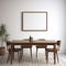 Minimalist Dining Room With Blank Framed Frame And Wooden Table
