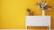 Minimalist Drawer On Yellow Wall With White Painting