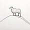 Minimalist Drawing Of Sheep On Hill: Contemporary Animal Sculpture