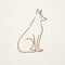 Minimalist Egyptian Fox Drawing Design In Dark Bronze And Light Beige