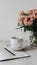 Minimalist elegance white cup on table against white backdrop