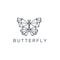 Minimalist elegant Butterfly logo design with line art style vector