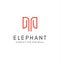Minimalist Elephant Logo Line Design Abstract Stock Vector. Letter M Elephant Logo Design Icon