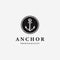 Minimalist Emblem Anchor Ship Nautical Maritime Logo, Design Illustration of Navigation Drop Anchor Point