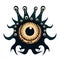 Minimalist Eyeball Monster. Creepy Role Playing Monster with Giant Center Eye and Eyes on Stalks.