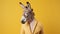 Minimalist Fashion Portrait Of Donkey On Yellow Background