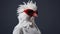 Minimalist Fashion Portrait Of A White Chicken In Glasses