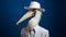 Minimalist Fashion Portrait Of A White Pelican