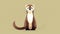 Minimalist Ferret Cartoon On Beige Background