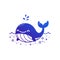 Minimalist Flat Icon of a Blue Whale