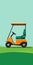 Minimalist Flat Style Orange Golf Cart On Green Grass