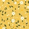 Minimalist Floral Polkadot Vector Art In Yellow Duotone Colors