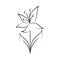 Minimalist flower leaves tiny tattoo design line art